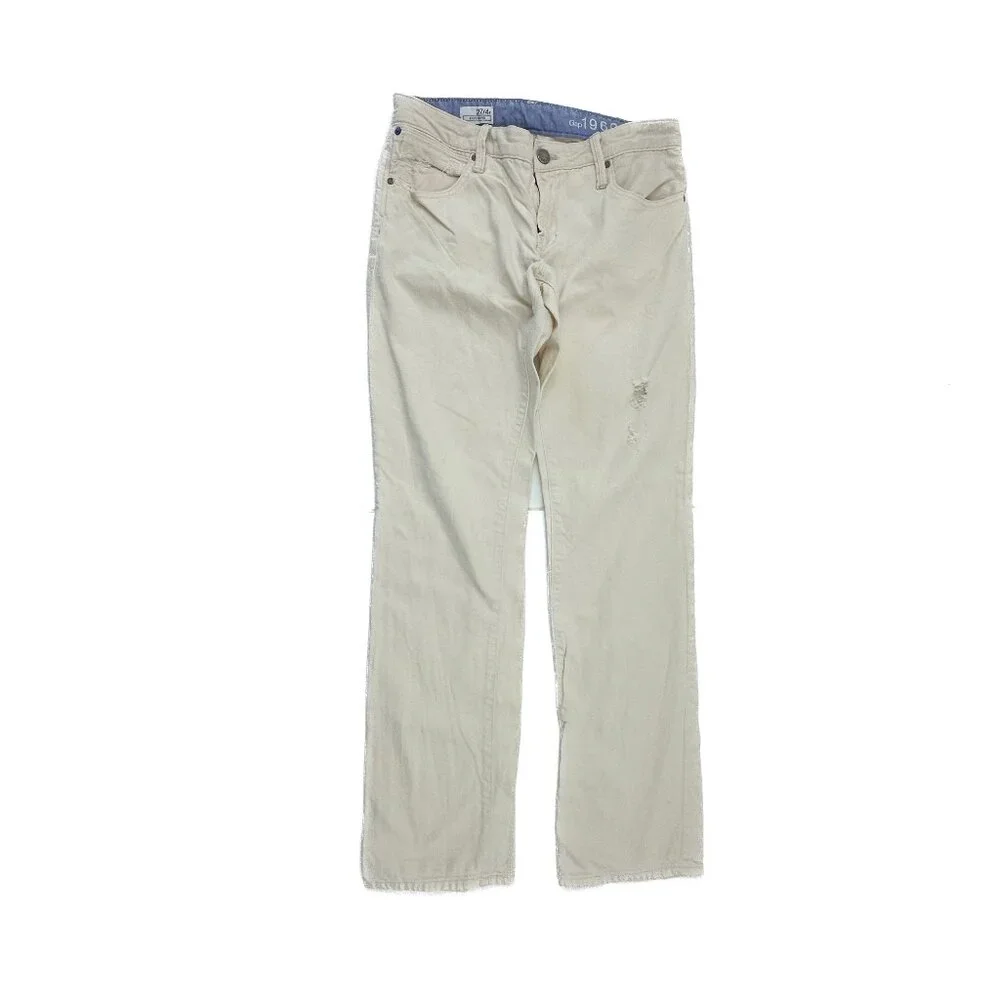 Gap Boyfriend Distressed Women's size 4 Cream Denim‎ Jeans